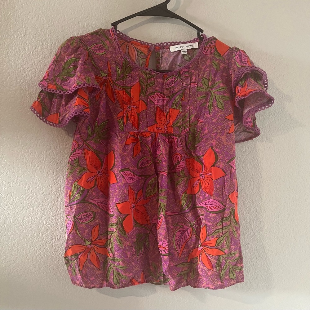 Pink and Red Floral Top